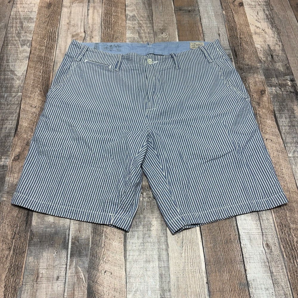 Polo Ralph Lauren Shorts Men's 33 Blue Seersucker Striped Classic Fit 10"